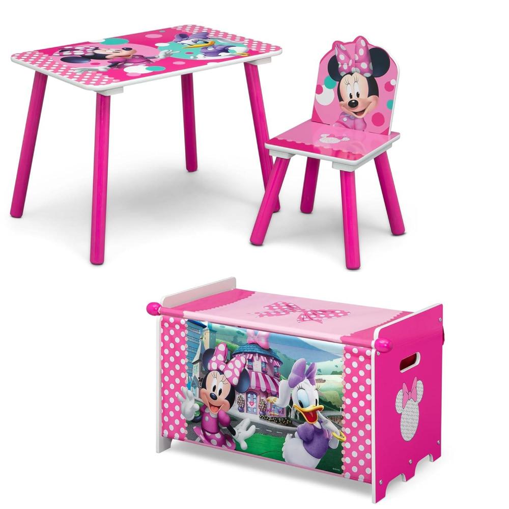 imageDelta Children Bluey 3Piece Toddler Playroom Set  Includes Table Chair and Toy Box BlueMinnie Mouse