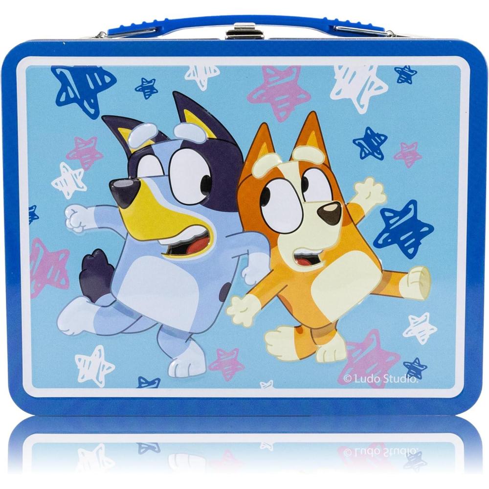 imageFast Forward Bluey Lunch Box for Kids Bluey Tin Lunchbag for Boys Girls Unisex Tin Lunchbox Storage Toddler Snack Box Bookbag Accessory Ages 3Bluey