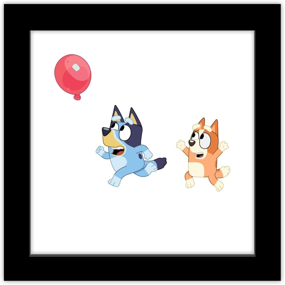 imageGallery Pops Bluey  Balloon Chase Wall Art White Framed Version 12 x 12 Gallery Pops Wall ArtBlack Framed Version