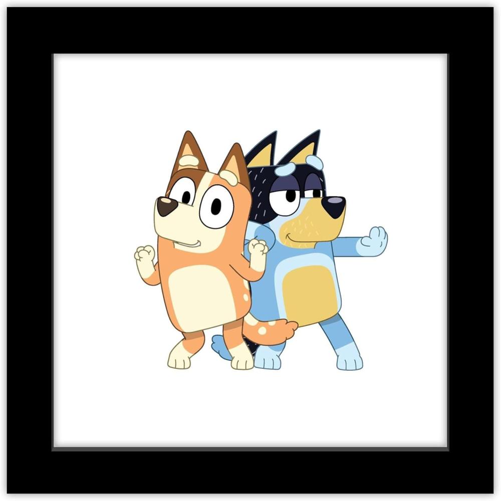 imageGallery Pops Bluey Bandit and Chilli Graphic Wall Art White Framed Version 12 x 12Black Framed Version