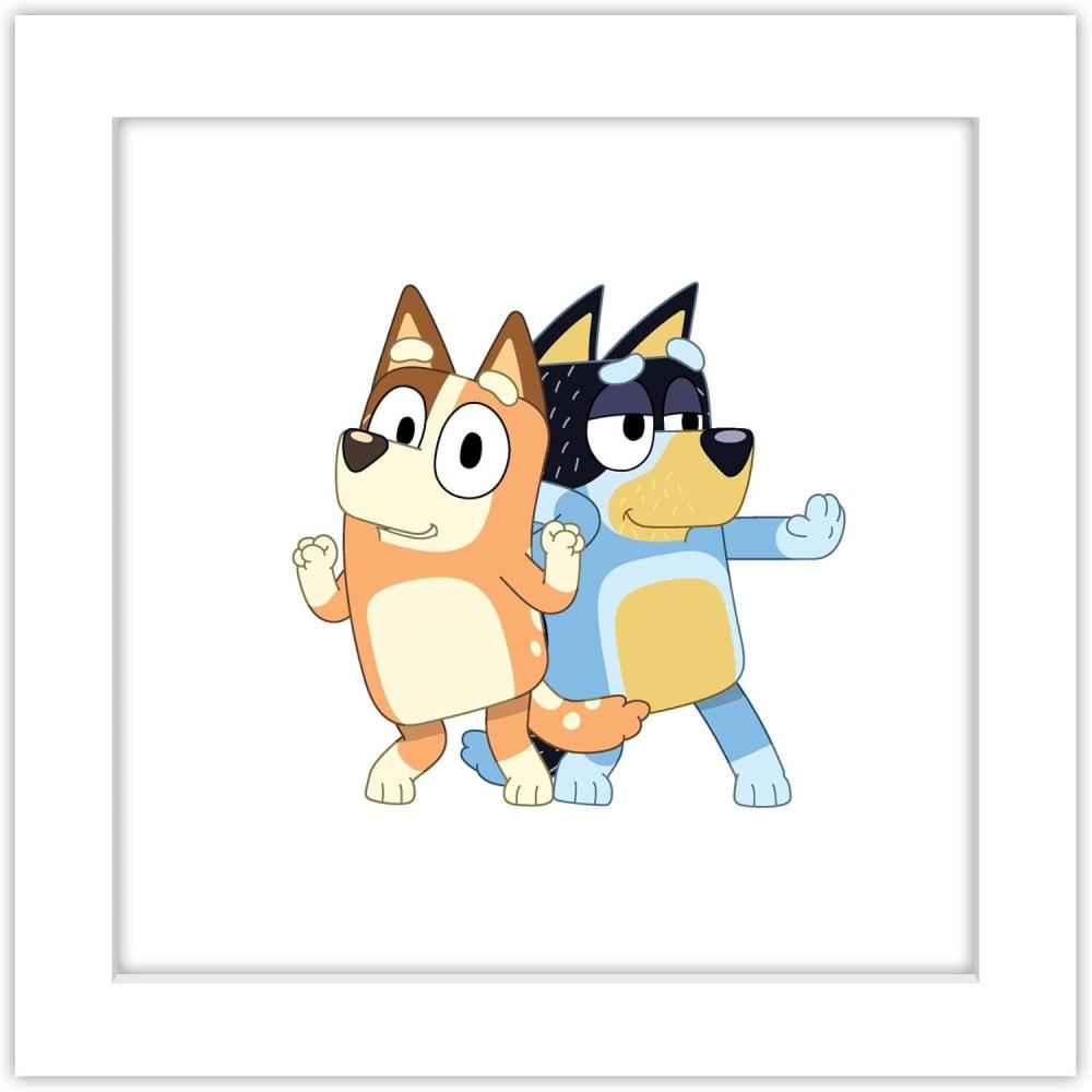 imageGallery Pops Bluey Bandit and Chilli Graphic Wall Art White Framed Version 12 x 12White Framed Version
