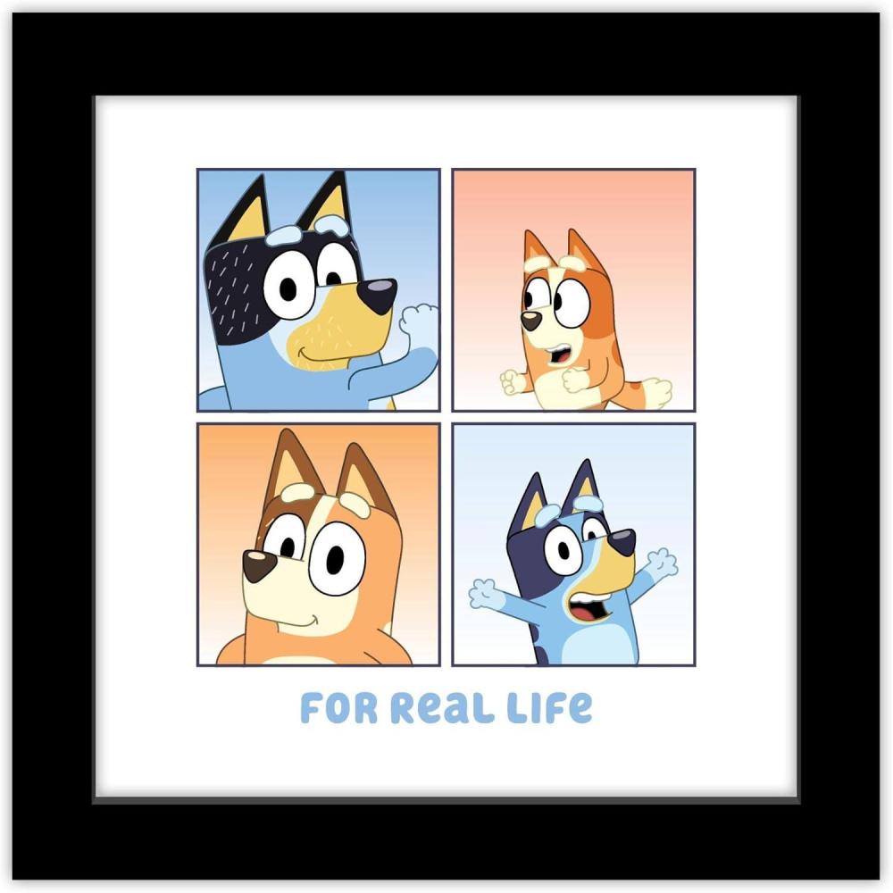 imageGallery Pops Bluey  For Real Life Wall Art White Framed Version 12 x 12 Gallery Pops Wall ArtBlack Framed Version