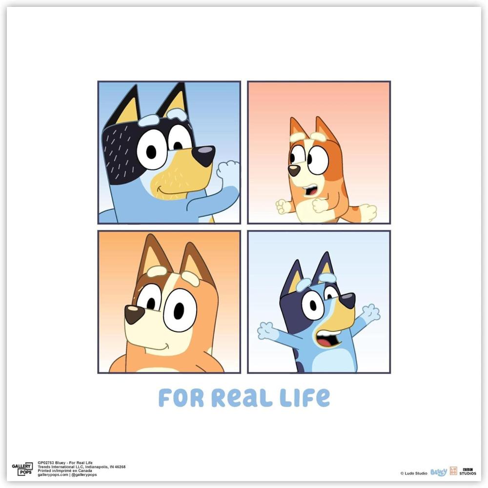 imageGallery Pops Bluey For Real Life Wall Art White Framed Version 12 x 12 Gallery Pops Wall ArtUnframed Version