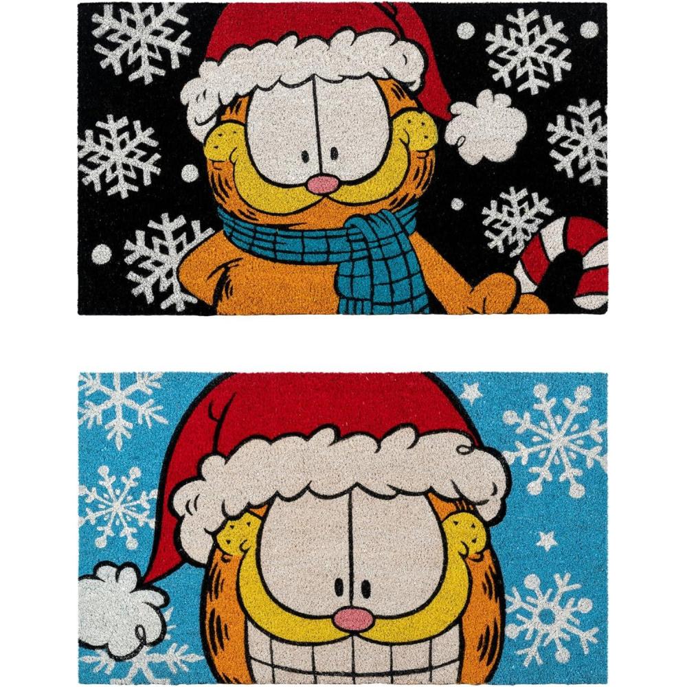 imageGertmenian Bluey Coir Doormat  2x3 Welcome Mat 2Pack Ideal for High Traffic Areas in Front Door Garage Entryway  HiBluey Patch 80072Garfield Snowflakes BlackSnowflakes Blue
