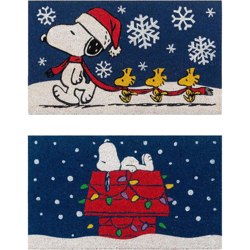 imageGertmenian Bluey Coir Doormat  2x3 Welcome Mat 2Pack Ideal for High Traffic Areas in Front Door Garage Entryway  HiBluey Patch 80072Snoopy SnowflakesDog House Lights