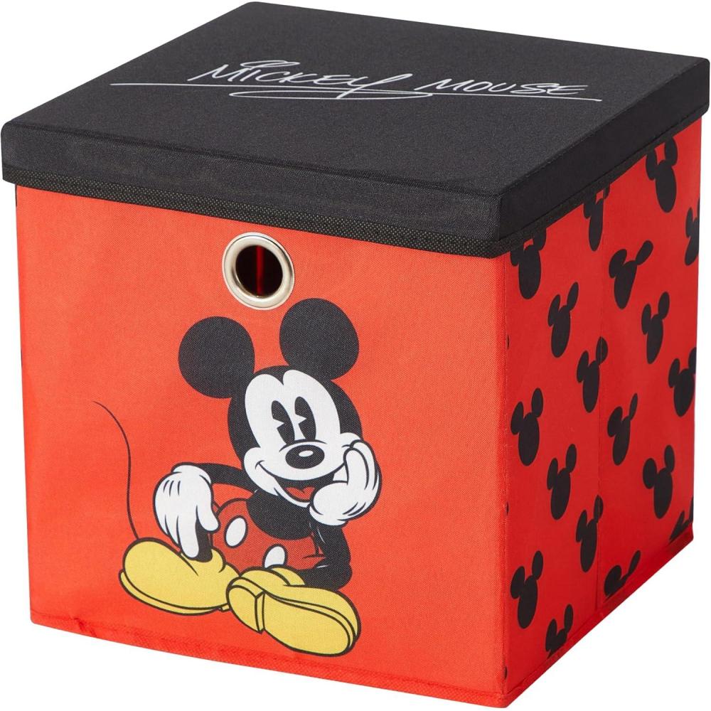imageIdea Nuova Bluey Collapsible Fabric Storage Cube10 Organizer Bin with Lid for Bedroom Playroom and ClosetMickey Mouse