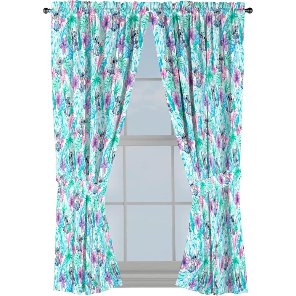 imageJay Franco Window Curtains for Kids Bedroom 4Piece Drape Set with 2 Tiebacks Grey Bluey 42 W x 84 L Pack of 2Blue Lilo Stitch