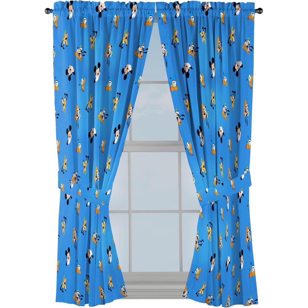 imageJay Franco Window Curtains for Kids Bedroom 4Piece Drape Set with 2 Tiebacks Grey Bluey 42 W x 84 L Pack of 2Blue Mickey Mouse