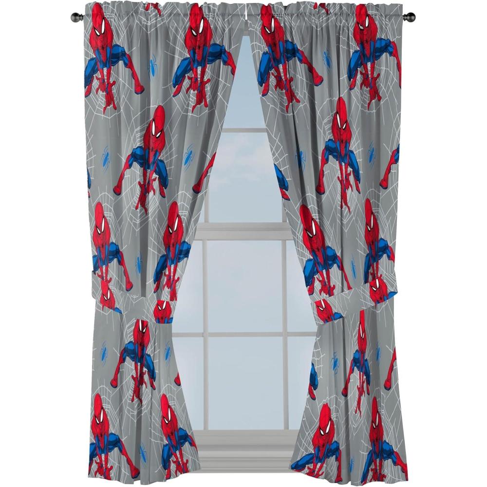imageJay Franco Window Curtains for Kids Bedroom 4Piece Drape Set with 2 Tiebacks Grey Bluey 42 W x 84 L Pack of 2Grey Spiderman