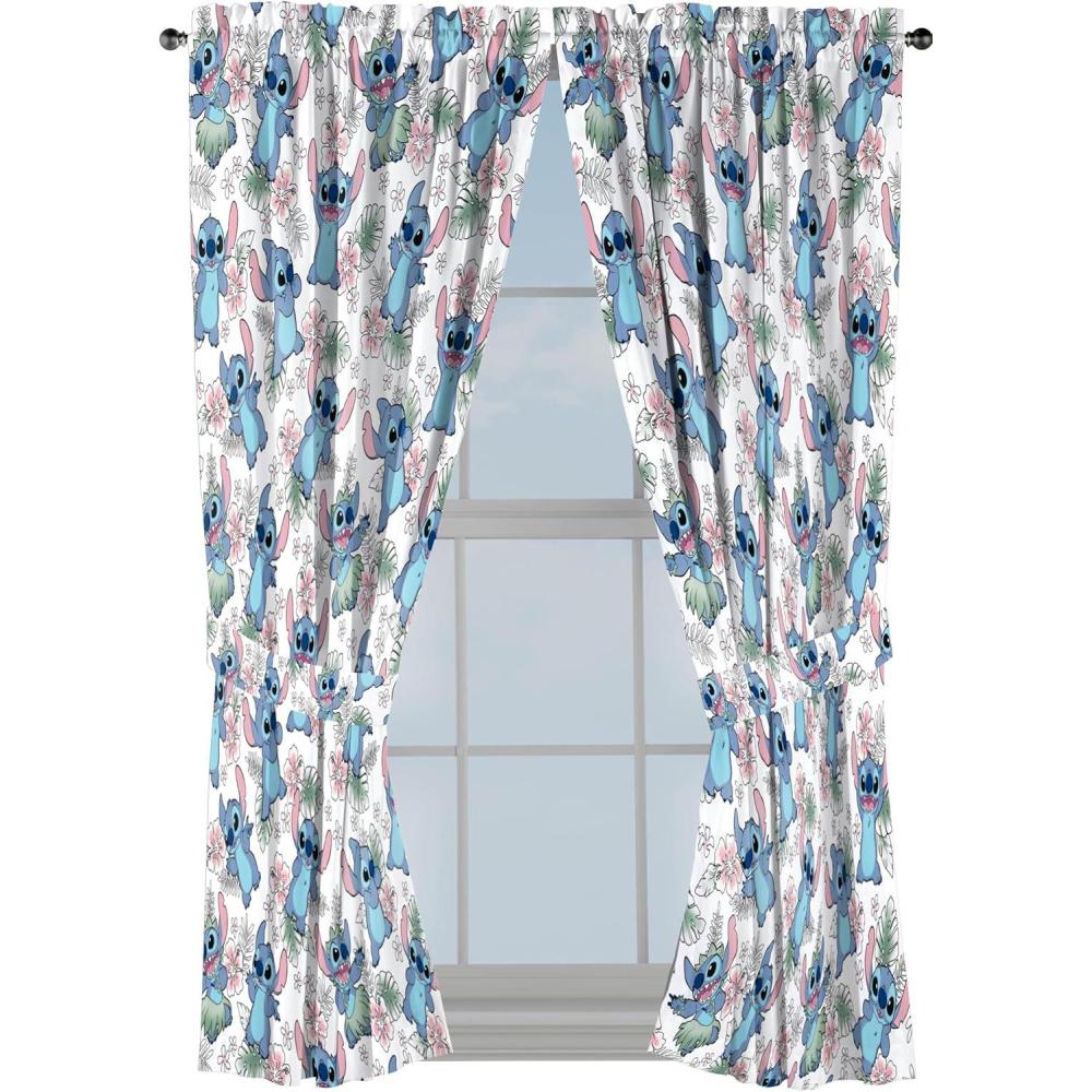 imageJay Franco Window Curtains for Kids Bedroom 4Piece Drape Set with 2 Tiebacks Grey  Bluey 42 W x 84 L Pack of 2Multi  Lilo  Stitch