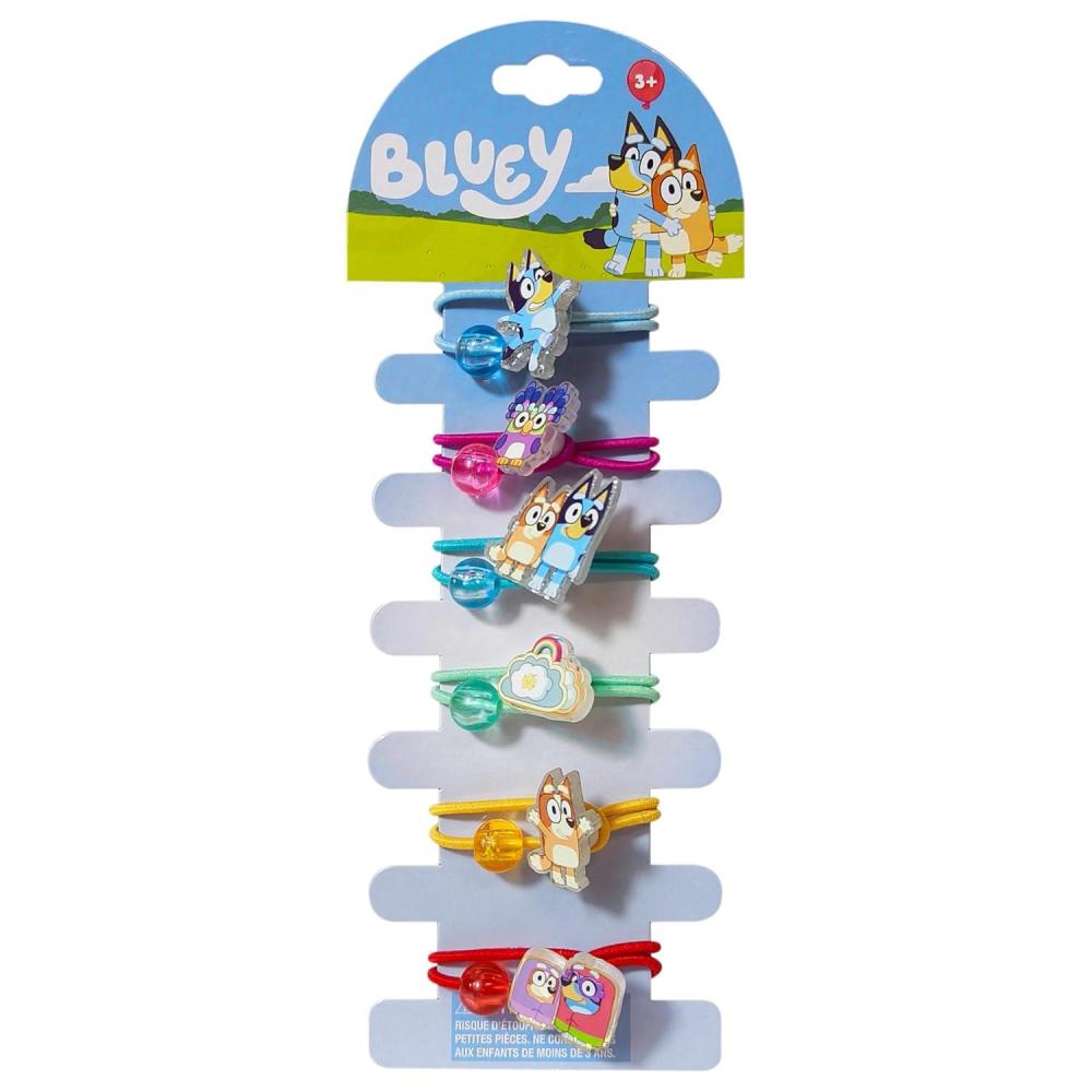 imageLUV HER Bluey Elastic Hair Ties for Girls  Multicolored Durable Elastic  Pack of 6  Ideal Hair Accessories for Ponytails amp Buns Ages 3Bluey Blue Yellow Green Red Pink