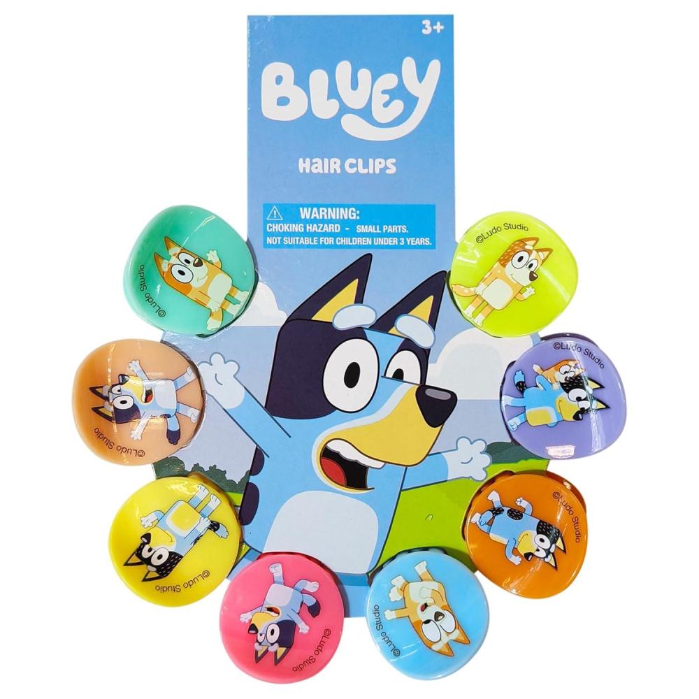 imageLUV HER Bluey Girls Butterfly Hair Clips 8 Cute Hair Clips with Small Soft Claw Clips for Every Occasion Multi Color with Your Favorite Bluey Characters Ages 3