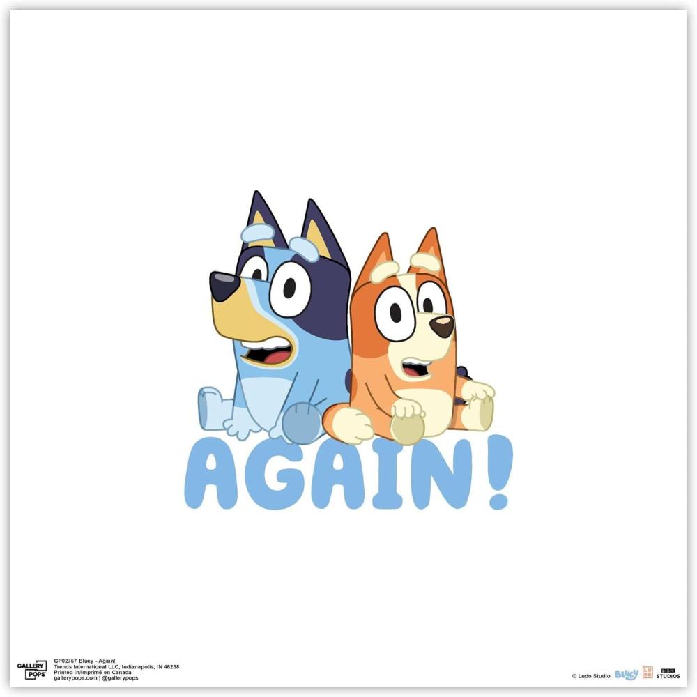 imageTrends International Gallery Pops Bluey Again Wall Art Wall Poster 1200 x 1200 White Frame VersionUnframed Version