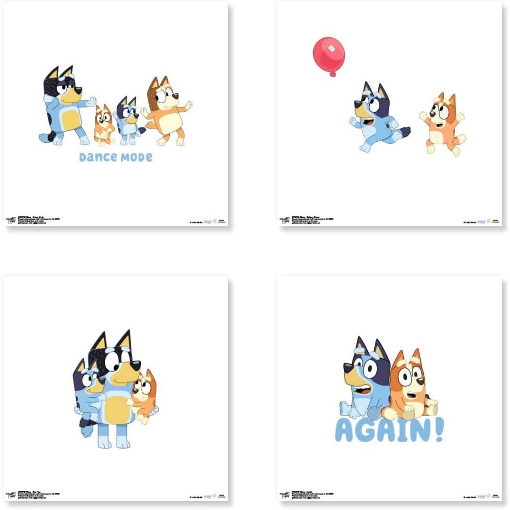 imageTrends International Gallery Pops Bluey Family Life Wall Art Bundle 4Pack Gallery Pops Wall Art White Framed VersionUnframed Version