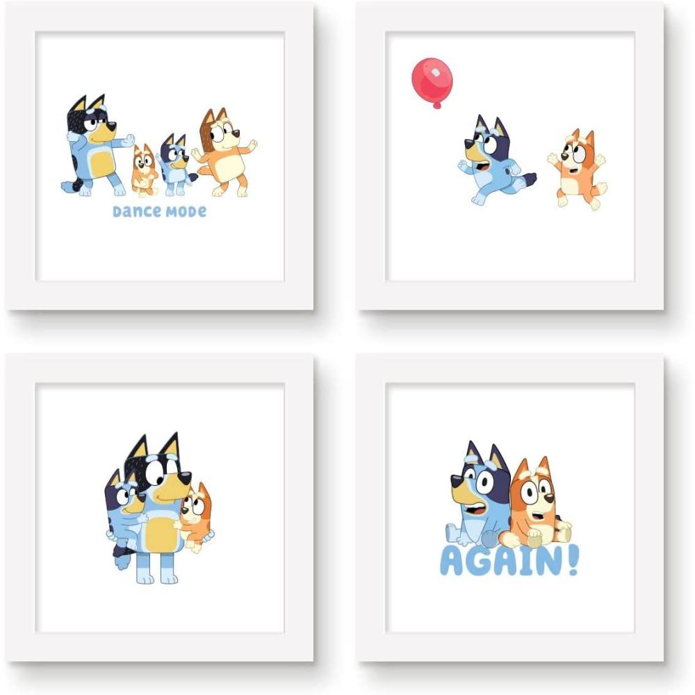 imageTrends International Gallery Pops Bluey  Family Life Wall Art Bundle 4Pack Gallery Pops Wall Art White Framed VersionWhite Framed Version