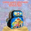 AI ACCESSORY INNOVATIONS Bluey & Bingo 2 in 1 kids Backpack, 16″ School Bag with Insulated Pocket & Bento Box for Boys & Girls, Blue(Super Mario)