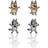 Bingo and Bluey Earrings for Girls Official License, Stud Earrings 2 Pairs, Bluey Jewelry,
