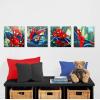 Bluey Canvas Wall Art – 4-Piece Set for Kids’ Room Décor, Each Print 12″x12″, Colorful and Fun Artwork for Bedroom, Nursery, or Playroom(Spiderman)