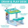 Bluey Draw and Play Desk by Delta Children – Includes 10 Markers and Coloring Book, Blue(Bluey)