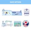 Delta Children – Bluey 4-Piece Toddler Room-in-a-Box Set – Includes Sleep and Play Toddler Bed, Table, 1 Chair and Fabric Toy Box, Blue(Bluey)