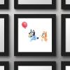 Gallery Pops Bluey – Balloon Chase Wall Art, White Framed Version, 12″ x 12″ Gallery Pops Wall Art(Black Framed Version)