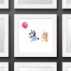 Gallery Pops Bluey – Balloon Chase Wall Art, White Framed Version, 12″ x 12″ Gallery Pops Wall Art(White Framed Version)
