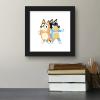 Gallery Pops Bluey – Bandit and Chilli Graphic Wall Art, White Framed Version, 12” x 12”(Black Framed Version)