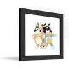 Gallery Pops Bluey – Bandit and Chilli Graphic Wall Art, White Framed Version, 12” x 12”(Black Framed Version)