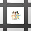 Gallery Pops Bluey – Bandit and Chilli Graphic Wall Art, White Framed Version, 12” x 12”(Unframed Version)