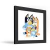 Gallery Pops Bluey – Dad, Mum, Bluey and Bingo Wall Art, White Framed Version, 12” x 12”(Black Framed Version)