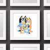 Gallery Pops Bluey – Dad, Mum, Bluey and Bingo Wall Art, White Framed Version, 12” x 12”(White Framed Version)
