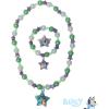 LUV HER Bluey Girl’s Jewelry Set – Dress up Toy Jewelry Box Set with Bead Necklace, Bracelet and Ring – Play Accessories – Ages 3+(Green  Purple  Blue)