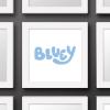 Trends International Gallery Pops Bluey – Logo Wall Art, White Framed Version, 12” x 12”(White Framed Version)