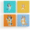 Bluey Canvas Wall Art – 4-Piece Set for Kids’ Room Décor, Each Print 12″x12″, Colorful and Fun Artwork for Bedroom, Nursery, or Playroom(Bluey)