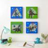 Bluey Canvas Wall Art – 4-Piece Set for Kids’ Room Décor, Each Print 12″x12″, Colorful and Fun Artwork for Bedroom, Nursery, or Playroom(Jurassic World Green/Blue)