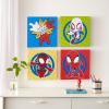 Bluey Canvas Wall Art – 4-Piece Set for Kids’ Room Décor, Each Print 12″x12″, Colorful and Fun Artwork for Bedroom, Nursery, or Playroom(Spidey and his Amazing Friends)