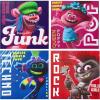Bluey Canvas Wall Art – 4-Piece Set for Kids’ Room Décor, Each Print 12″x12″, Colorful and Fun Artwork for Bedroom, Nursery, or Playroom(Trolls)