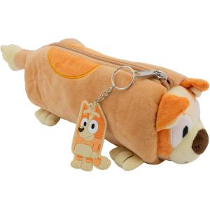 AI ACCESSORY INNOVATIONS Bluey Soft Plush Multi-Function Storage Case, Kids Plush Bag Charm with 3D Features, Blue(Bingo)
