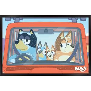 Bluey – Car Ride Wall Poster, 19L” x 13W”, Premium Unframed Version(Black Framed Version)