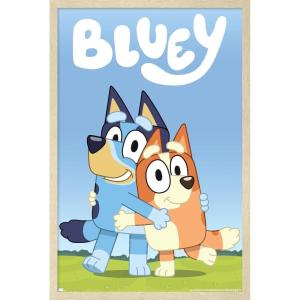 Bluey – Hug Wall Poster, 22.4L” x 14.7W”, Barnwood Framed Version(Blonde Framed Version)