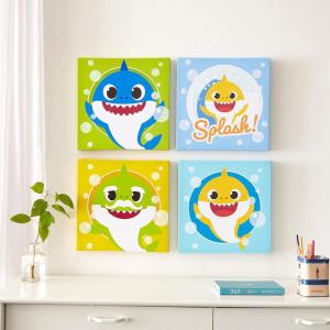 Bluey Canvas Wall Art – 4-Piece Set for Kids’ Room Décor, Each Print 12″x12″, Colorful and Fun Artwork for Bedroom, Nursery, or Playroom(Baby Shark)