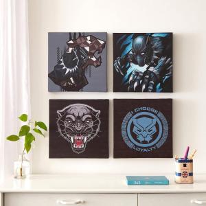 Bluey Canvas Wall Art – 4-Piece Set for Kids’ Room Décor, Each Print 12″x12″, Colorful and Fun Artwork for Bedroom, Nursery, or Playroom(Black Panther)