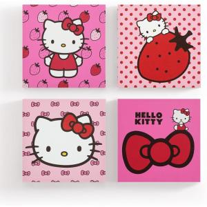 Bluey Canvas Wall Art – 4-Piece Set for Kids’ Room Décor, Each Print 12″x12″, Colorful and Fun Artwork for Bedroom, Nursery, or Playroom(Hello Kitty)