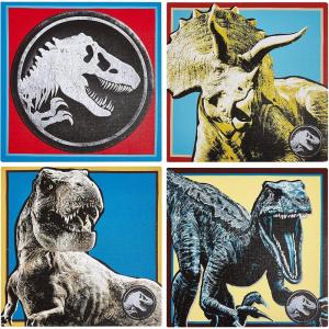 Bluey Canvas Wall Art – 4-Piece Set for Kids’ Room Décor, Each Print 12″x12″, Colorful and Fun Artwork for Bedroom, Nursery, or Playroom(Jurassic World)