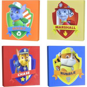 Bluey Canvas Wall Art – 4-Piece Set for Kids’ Room Décor, Each Print 12″x12″, Colorful and Fun Artwork for Bedroom, Nursery, or Playroom(Paw Patrol)