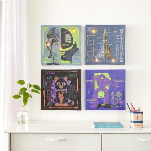Bluey Canvas Wall Art – 4-Piece Set for Kids’ Room Décor, Each Print 12″x12″, Colorful and Fun Artwork for Bedroom, Nursery, or Playroom(Pixar Lightyear)