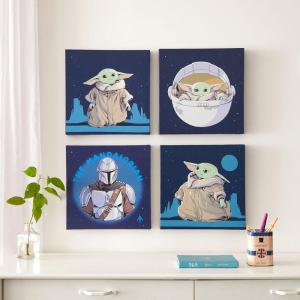Bluey Canvas Wall Art – 4-Piece Set for Kids’ Room Décor, Each Print 12″x12″, Colorful and Fun Artwork for Bedroom, Nursery, or Playroom(Star Wars The Mandalorian)
