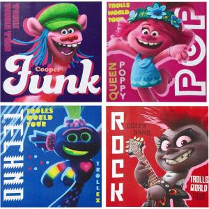 Bluey Canvas Wall Art – 4-Piece Set for Kids’ Room Décor, Each Print 12″x12″, Colorful and Fun Artwork for Bedroom, Nursery, or Playroom(Trolls)