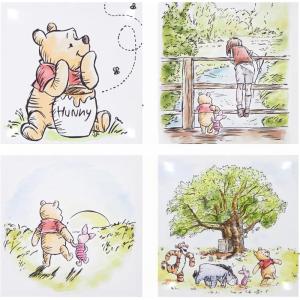 Bluey Canvas Wall Art – 4-Piece Set for Kids’ Room Décor, Each Print 12″x12″, Colorful and Fun Artwork for Bedroom, Nursery, or Playroom(Winnie The Pooh)