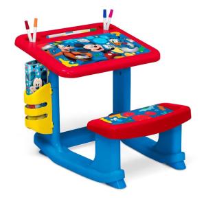 Bluey Draw and Play Desk by Delta Children – Includes 10 Markers and Coloring Book, Blue(Mickey Mouse)